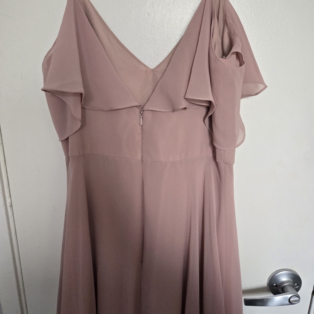 Jenny Yoo Mila Gown Woodrose Pink Chiffon Bridesmaid Dress Size 4 Convertible - Picture 7 of 11